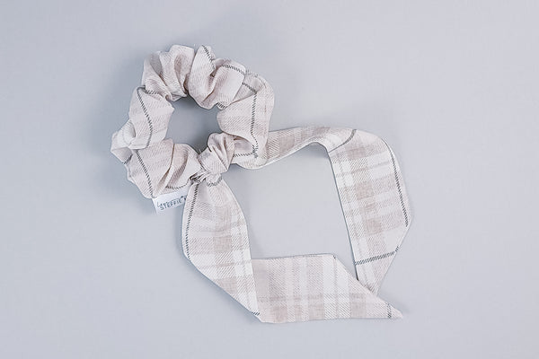 Tie Scrunchie | Neutral Plaid