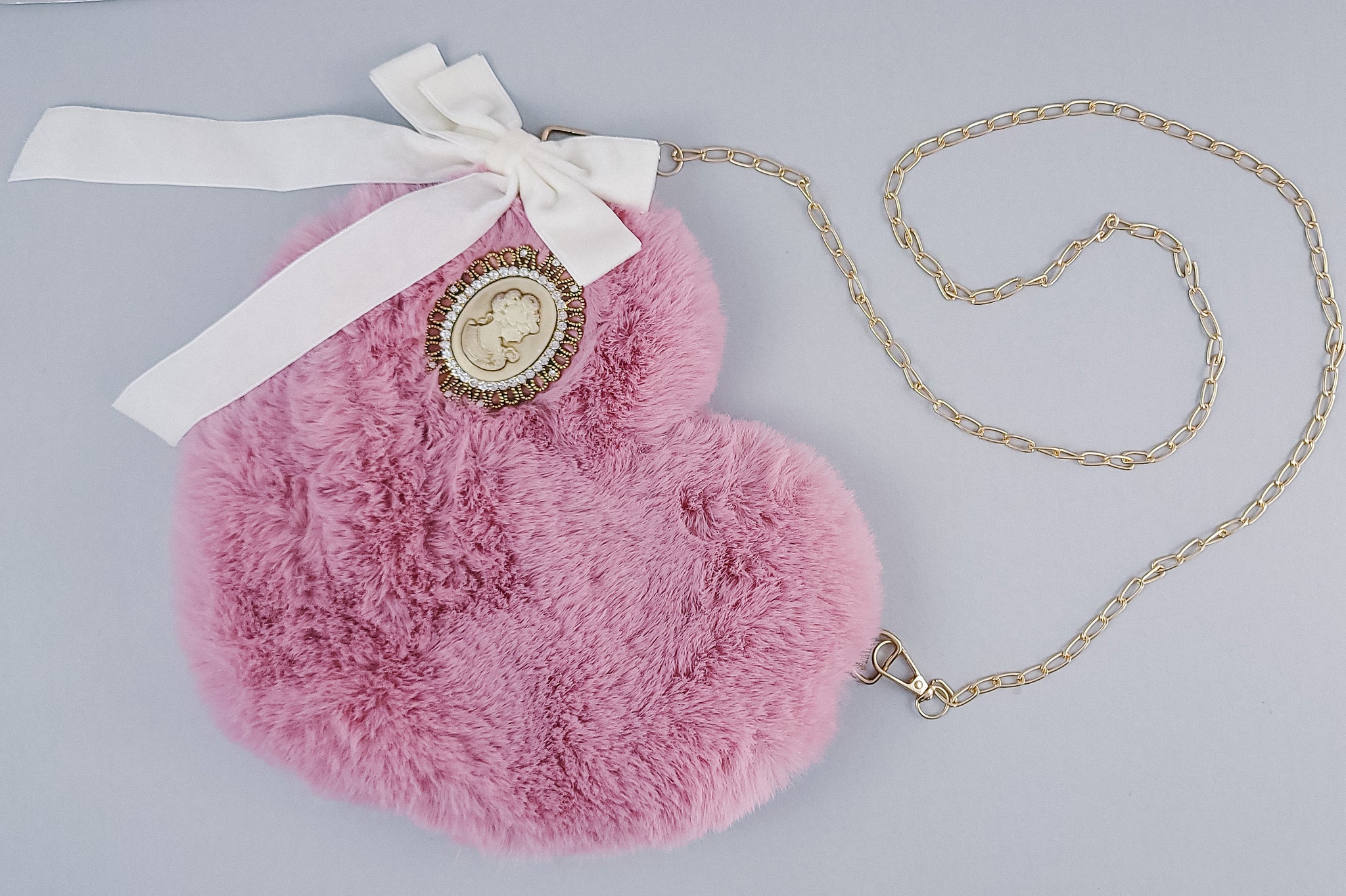 Faux Fur Heart Purse | Dusty Rose