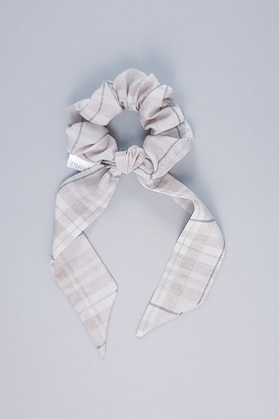 Tie Scrunchie | Neutral Plaid