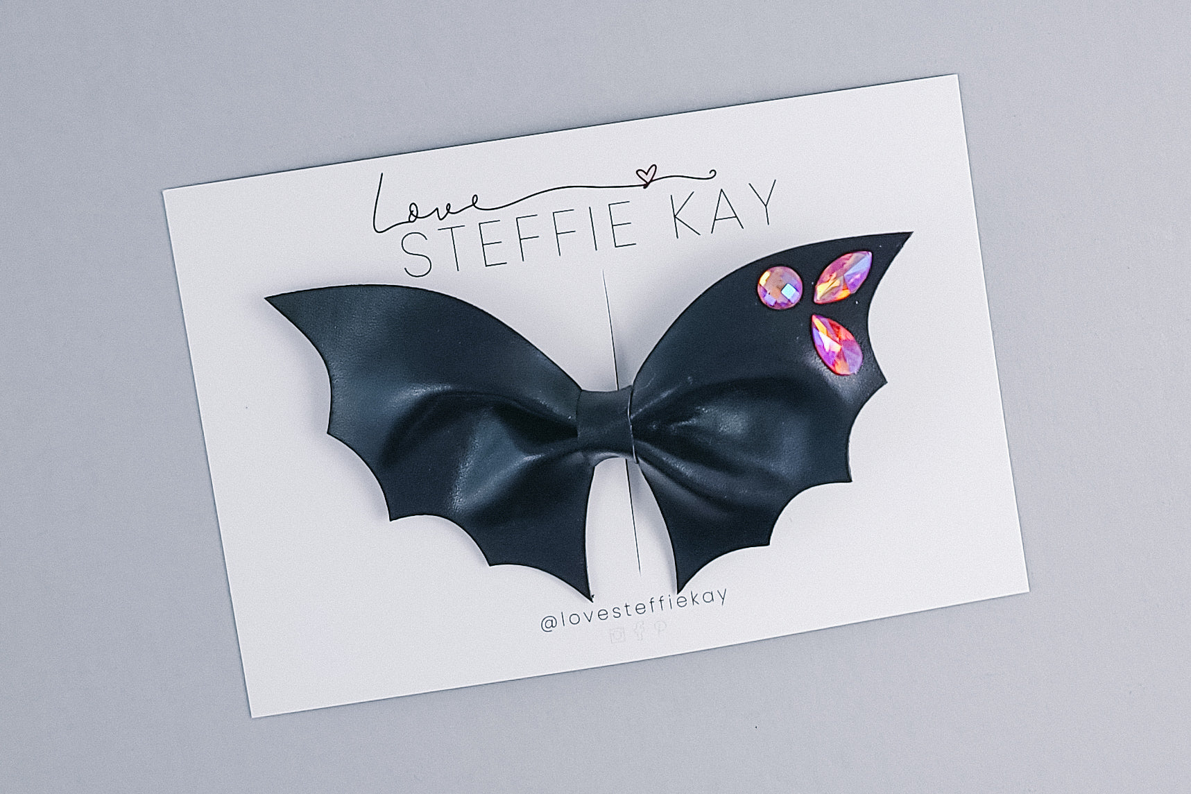 Vegan Leather Bow | Bejeweled Bat