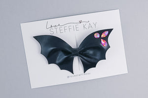 Vegan Leather Bow | Bejeweled Bat