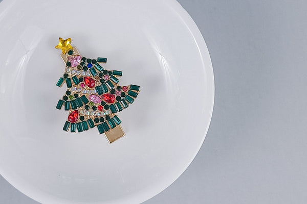 Gemstone Hair Clip | Christmas Tree