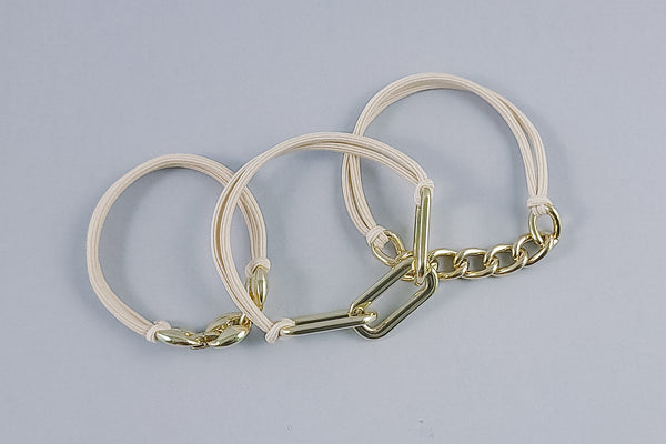 3-Pack Bracelet Hair Ties | Gold + Natural