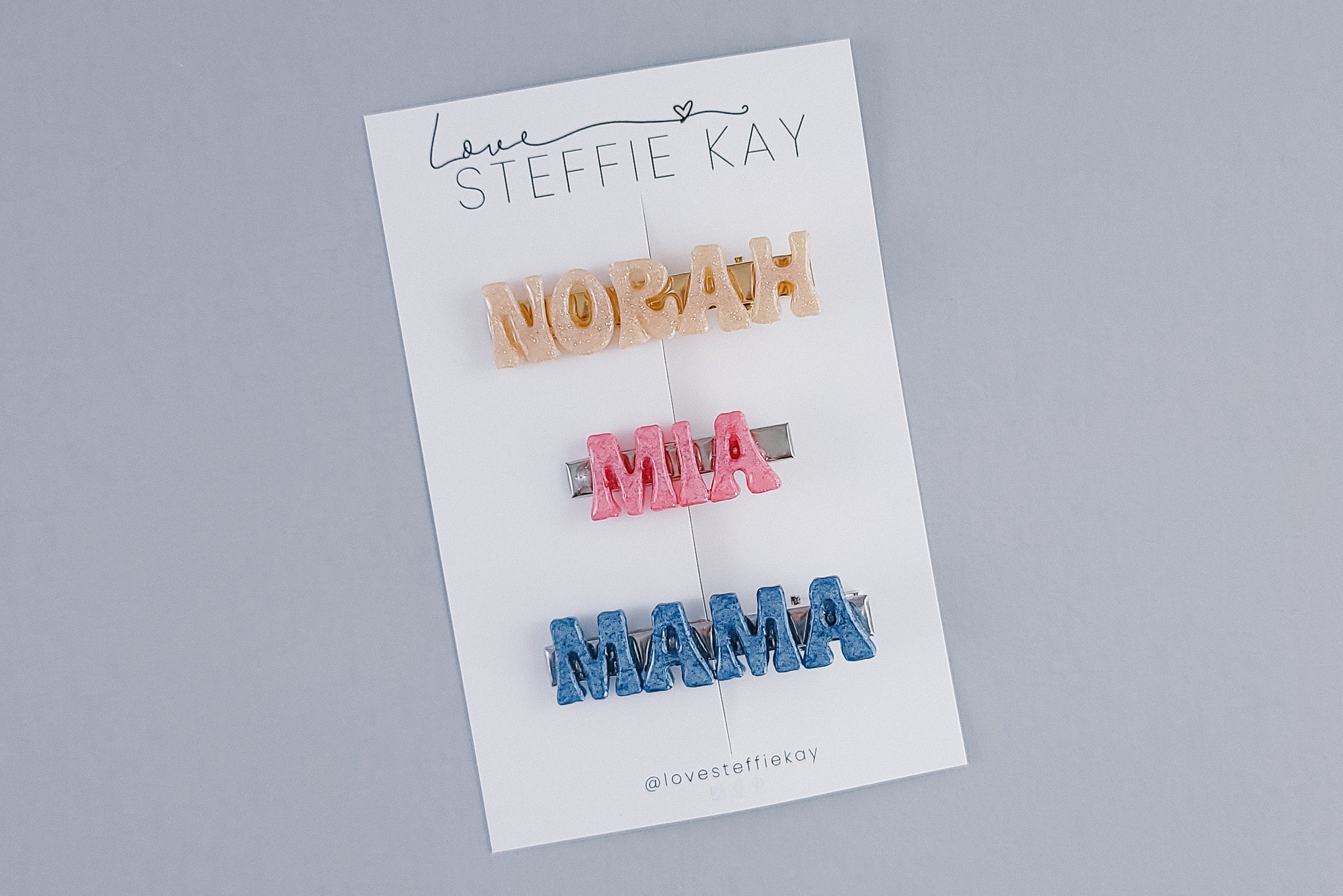 Personalized Resin Hair Clip | Retro Font | 40 Color Options