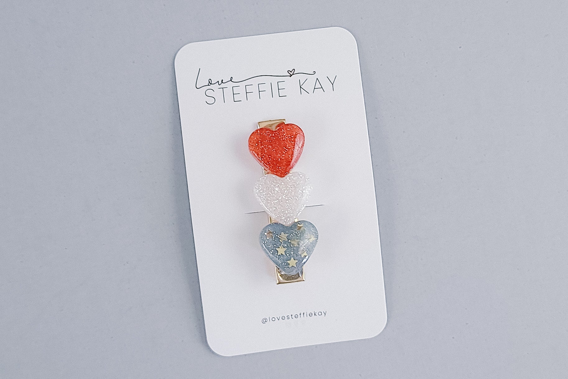 LSK Signature Heart Clip | Red, White + Blue