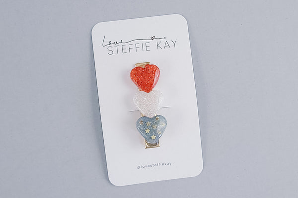 LSK Signature Heart Clip | Red, White + Blue