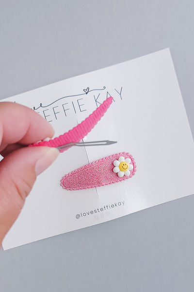 2-Pack Snap Clips | Retro Smiley Flowers | 2 Options