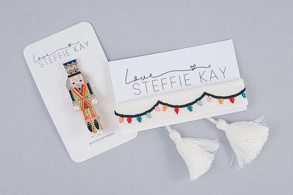 Embroidered Tassel Bracelet | Holiday Lights