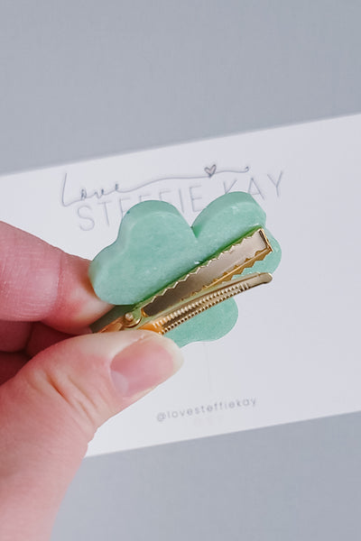 Resin Hair Clip | Jeweled Shamrock
