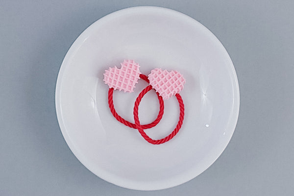 2 Pack Hair Ties | Pink Waffle Hearts