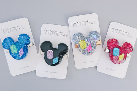 Resin Hair Clip | Jeweled Mouse Head