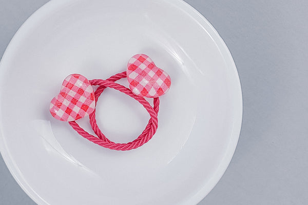 2-Pack Hair Ties | Gingham Hearts