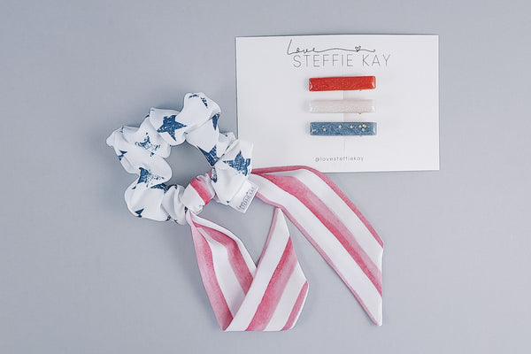 Resin Hair Clips | Red, White + Blue