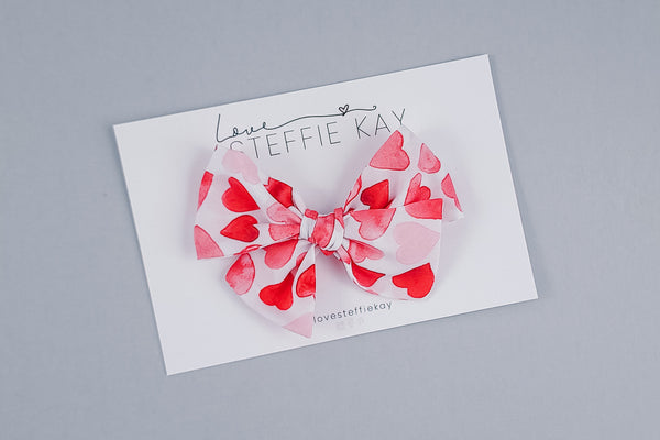 Pinwheel Bow | Watercolor Hearts