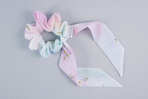 Tie Scrunchie | Watercolor + Gold Stars