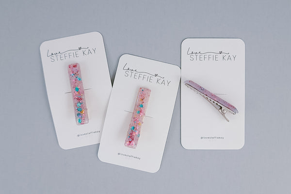 Resin Bar Hair Clip | Glitter Confetti