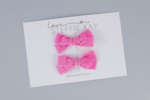 Velvet Pigtail Bows | Bubblegum