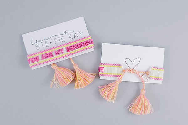 Embroidered Tassel Bracelet | You Are My Sunshine