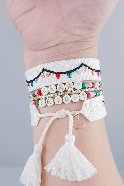 Embroidered Tassel Bracelet | Holiday Lights