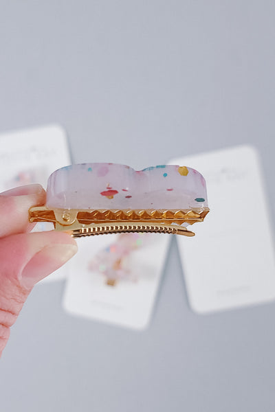 Birthday Number Alligator Hair Clip | Resin | Confetti