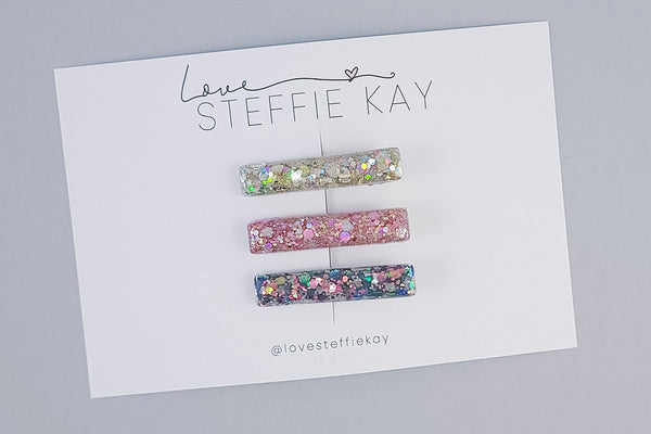 Glitter Resin Bar Hair Clip | 3 Options