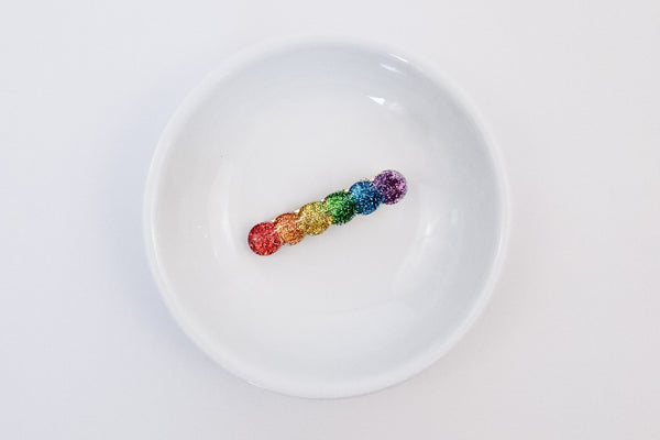 Scalloped Resin Hair Clip | Rainbow Glitter