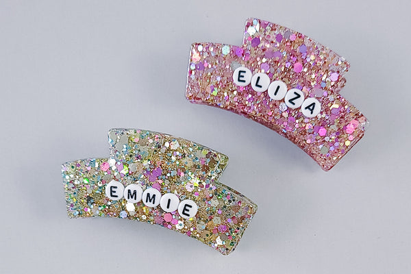 Small Glitter Personalized Claw Clip