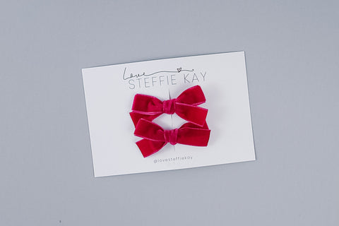 Velvet Pigtail Bows | Magenta