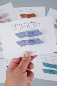 Knotted Pigtail Bows | Periwinkle Leather