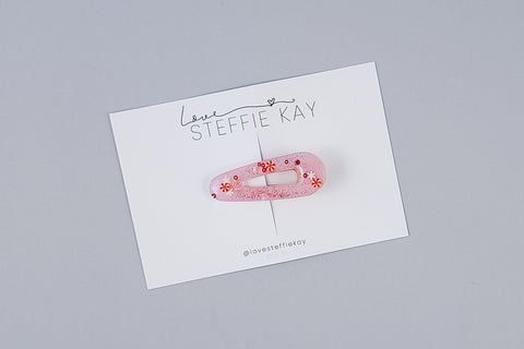 Teardrop Resin Hair Clip | Pink Peppermint