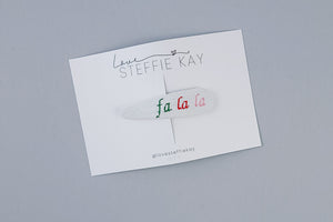 Embroidered Linen Snap Clip | Fa La La