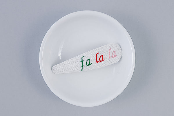 Embroidered Linen Snap Clip | Fa La La