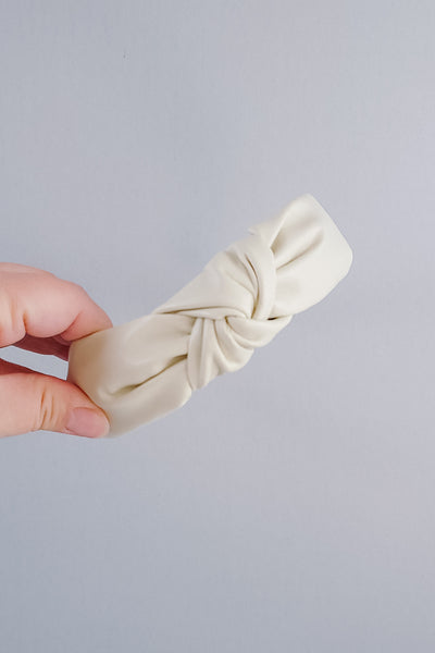 Knotted Headband | Cream Faux Leather