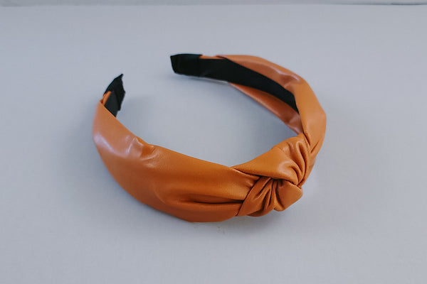 Knotted Headband | Camel Faux Leather