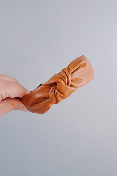 Knotted Headband | Camel Faux Leather