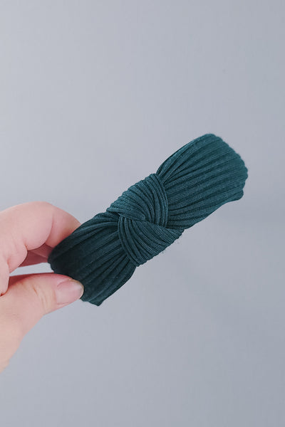 Knotted Headband | Emerald Ribbed Knit