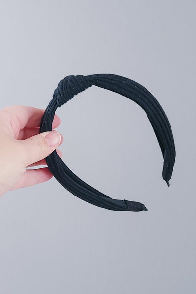 Knotted Headband | Black Ribbed Knit