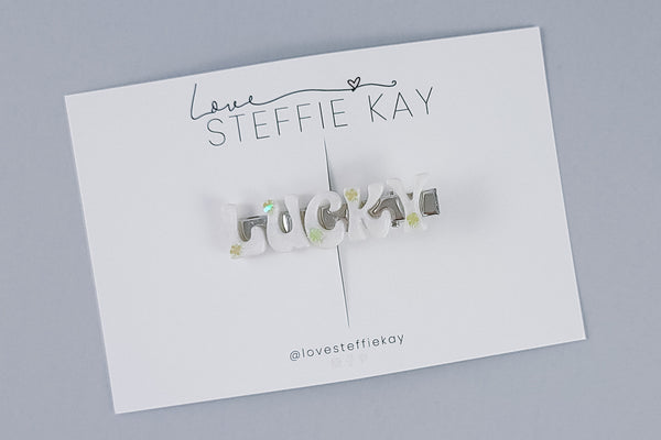 Resin Letter Hair Clip | Lucky