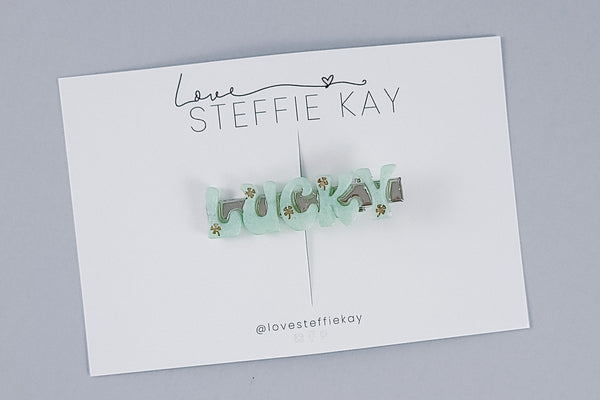 Resin Letter Hair Clip | Lucky