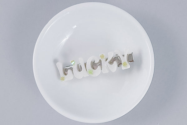Resin Letter Hair Clip | Lucky