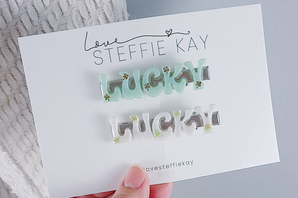 Resin Letter Hair Clip | Lucky