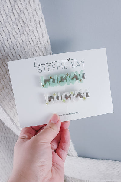 Resin Letter Hair Clip | Lucky